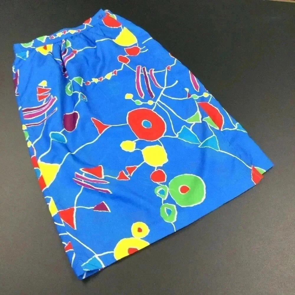 Vintage 80s Jack Winter Womens Multicolor Geometric Print Wrap Skirt vintage Siz